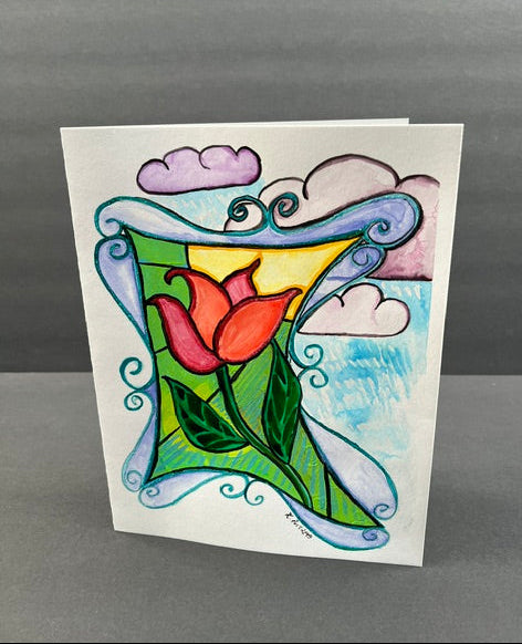 "Unapologetic Tulip" mixed media on bristol board