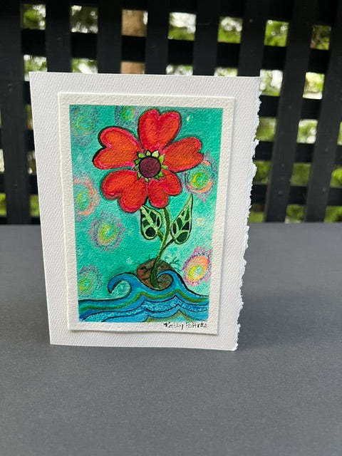 "Still Blossoming " watercolor, crayon and ink on watercolor paper (Copy)