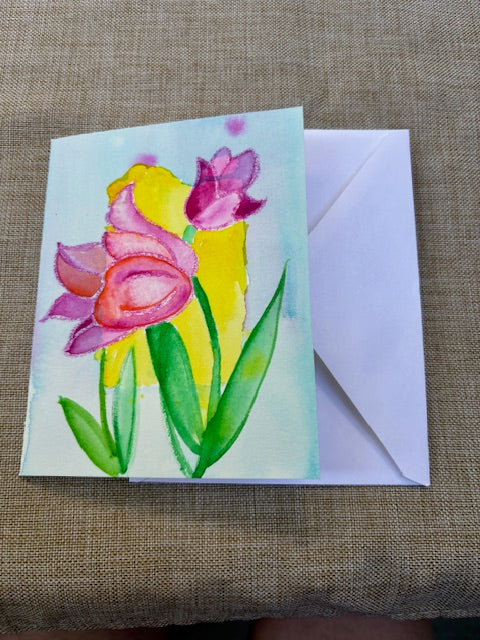 Watercolor Tulip Art Cards.  Each one is an original painting.
