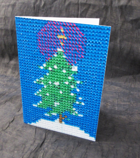 2023 Package of six Kathy's cross stitch Tree in the snow Christmas Cards