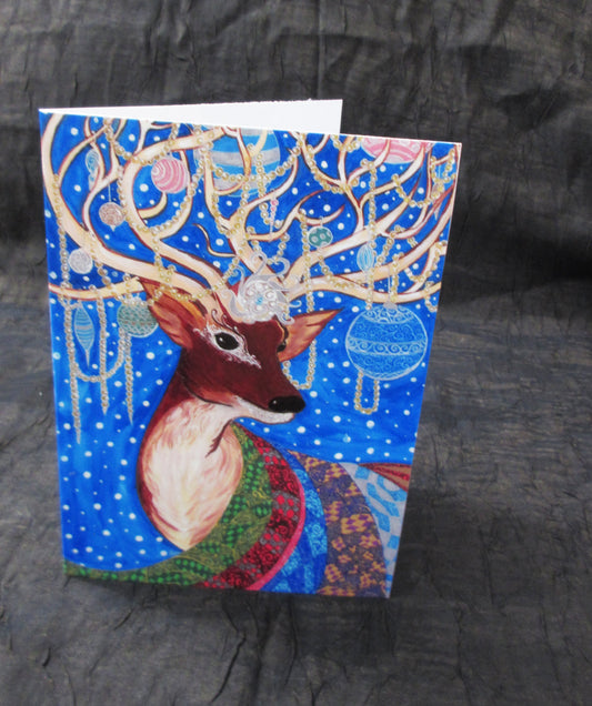 Priscilla's  Reindeer Hand Made Christmas Card