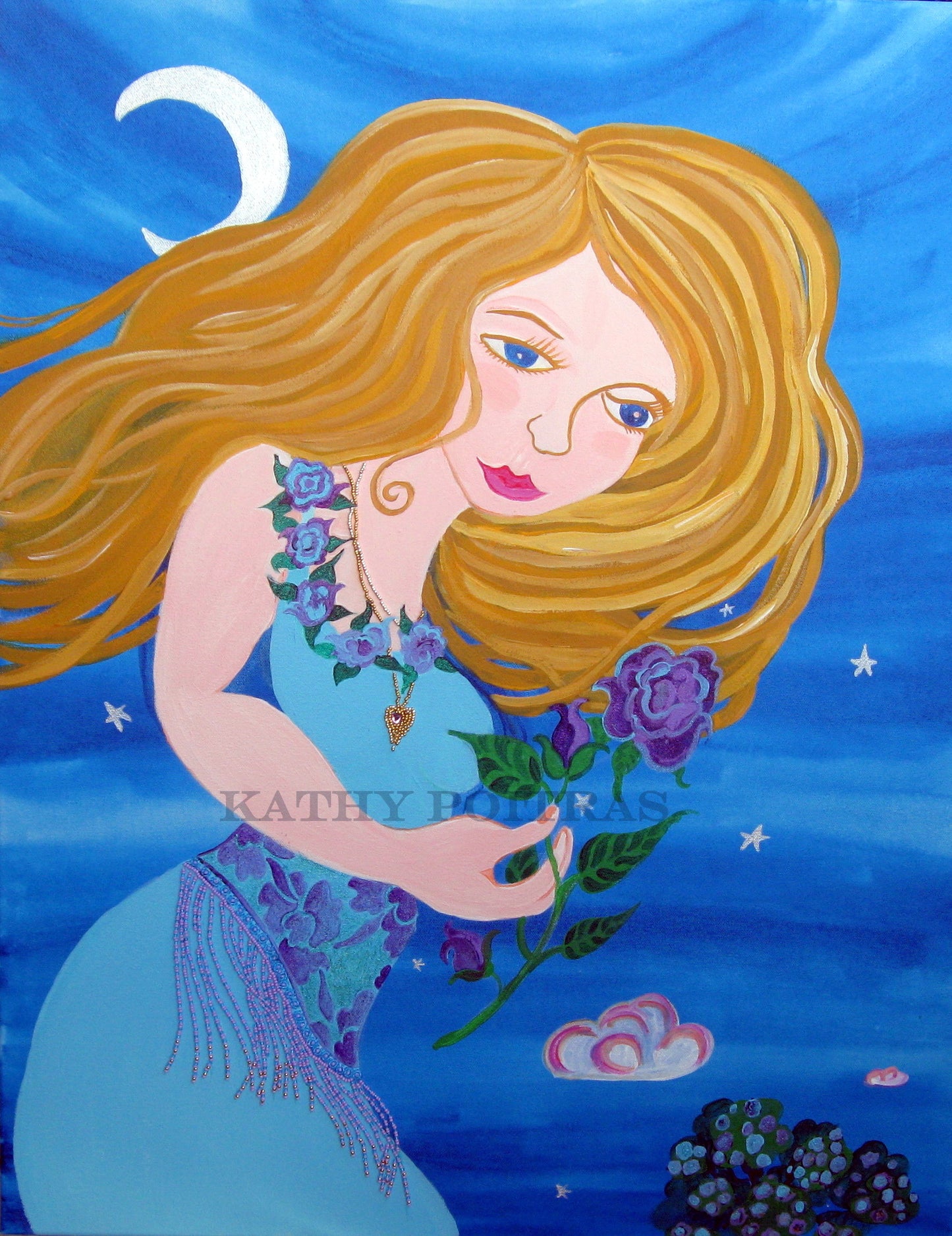 A Purple Rose for Raechel.  Mail Art.