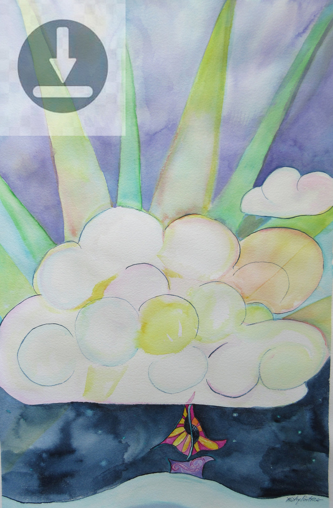 Printable instant digital download of A Boat in The Clouds.