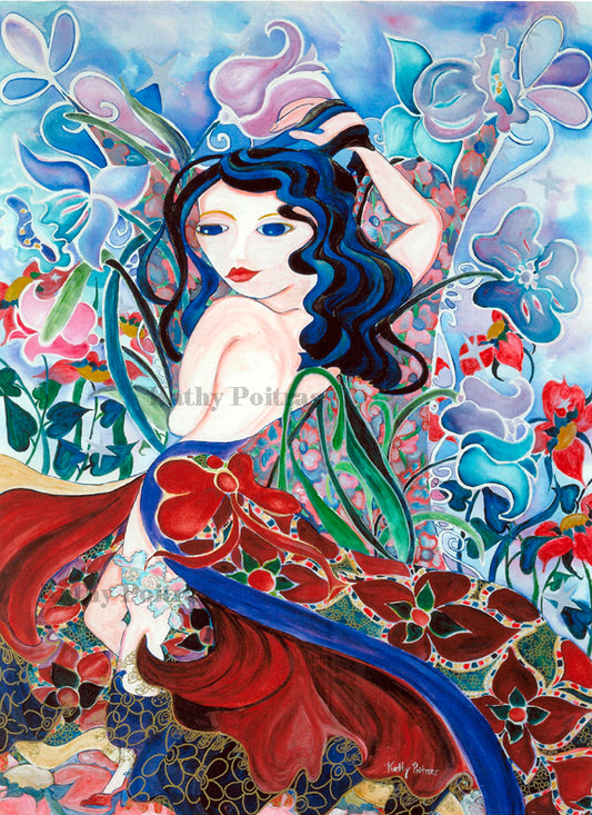 Whimsical flamenco dancer painting "Angela"  By artist Kathy Poitras