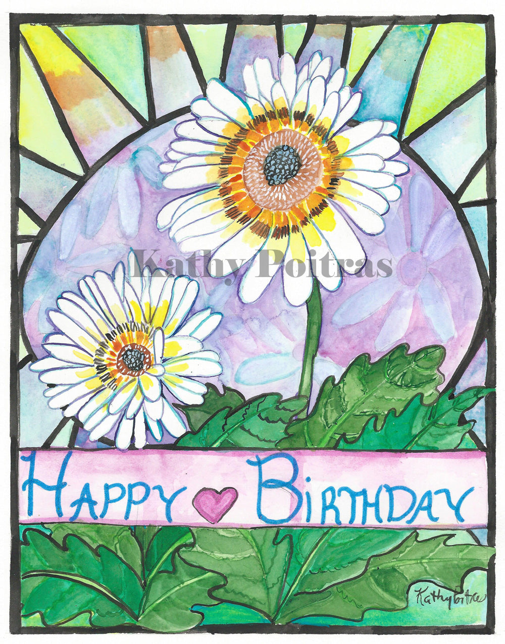 Mix and Match Flower of the month Birthday Cards by artist Kathy Poitras