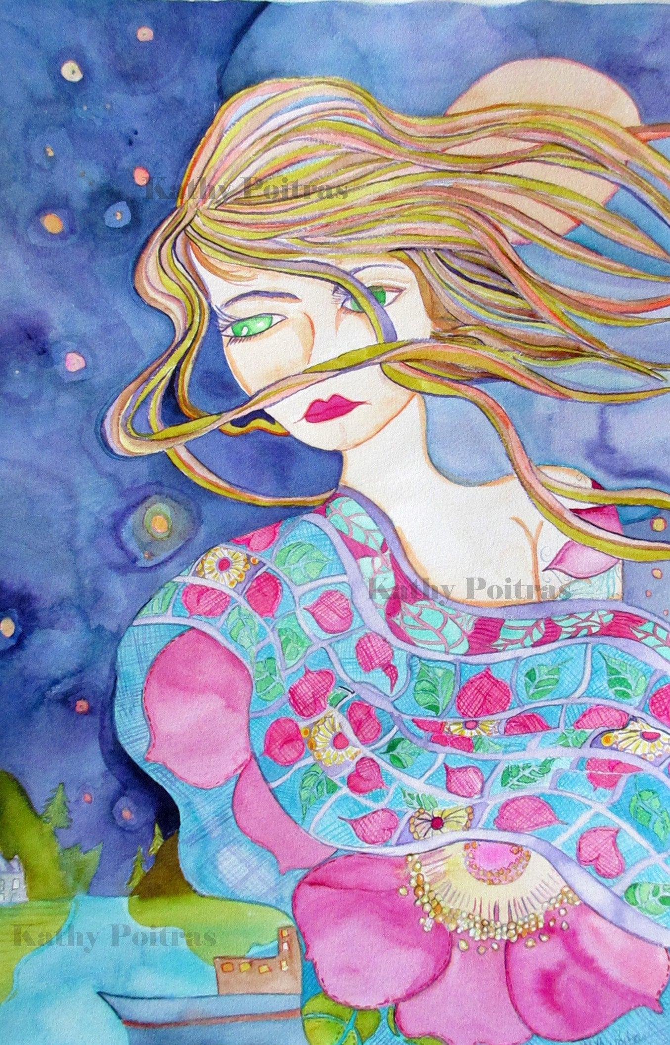 Goddess of North Vancouver Rising. painting on paper
