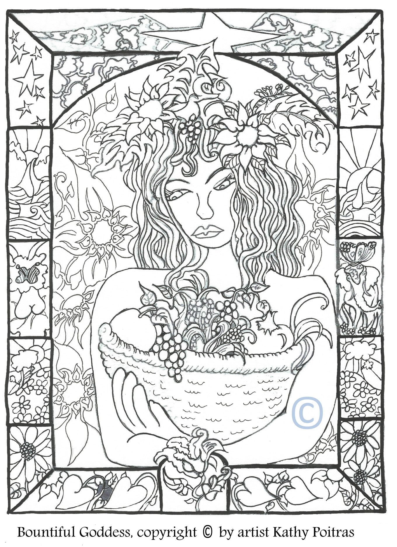 Print your own, color your own Bountiful Goddess
