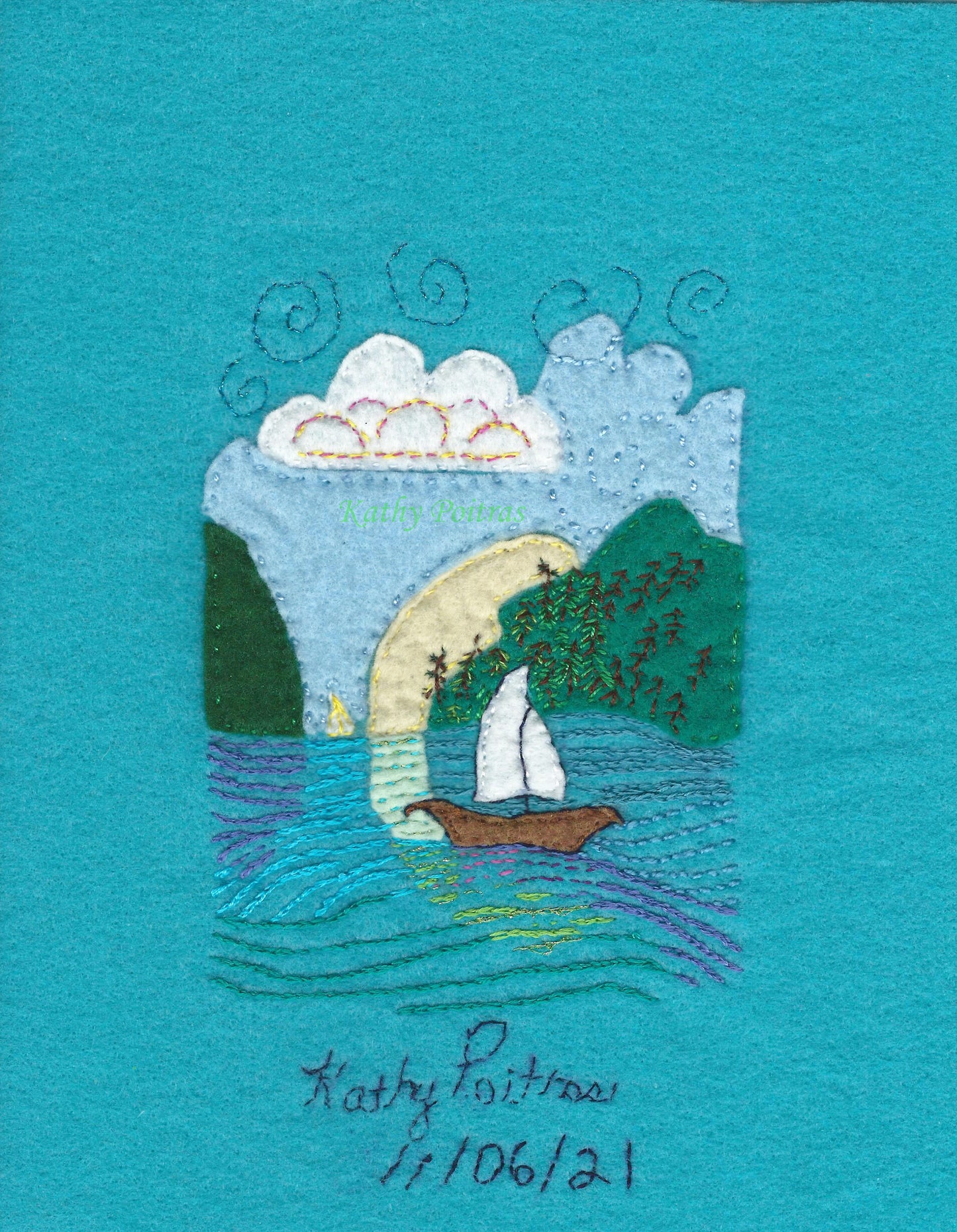 Over the Horizon. An original felt and hand embroidery with applique