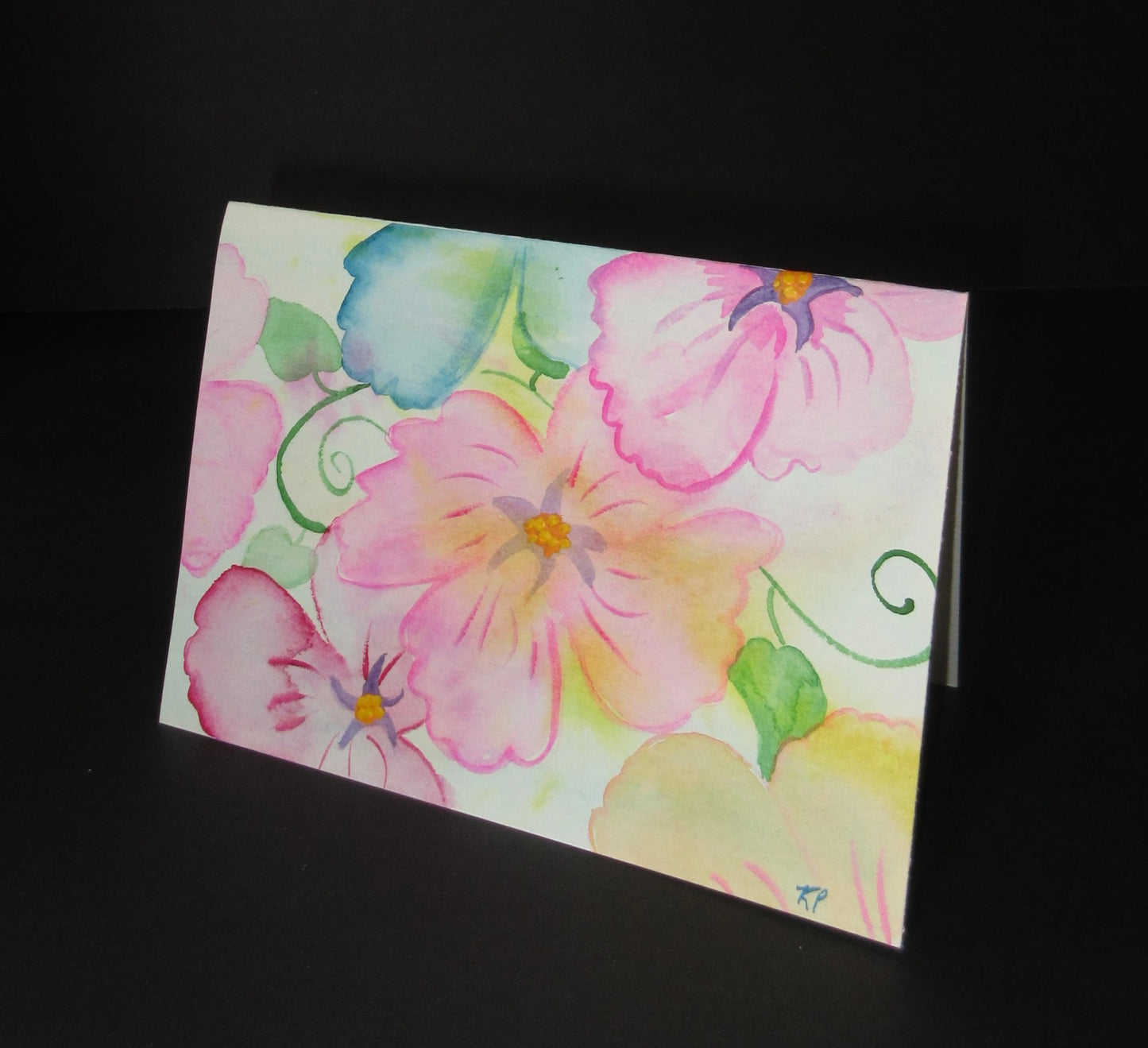 Sunny Splash of abstract flowers.  Watercolor art card