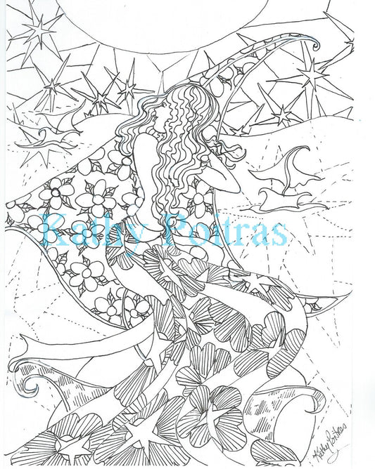 color your own Rendezvous, a romantic image of a goddess waiting for her sweetheart