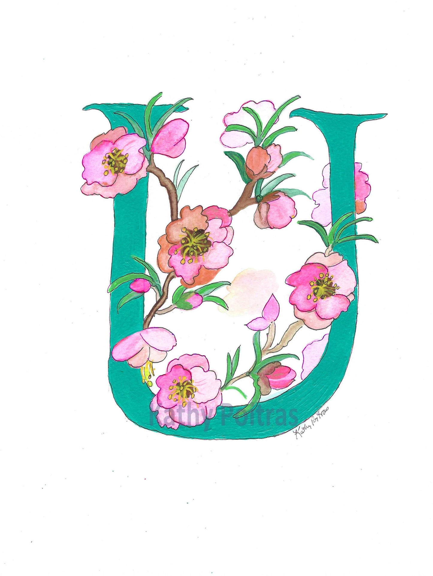 U for Ume flowers by artist Kathy Poitras. 