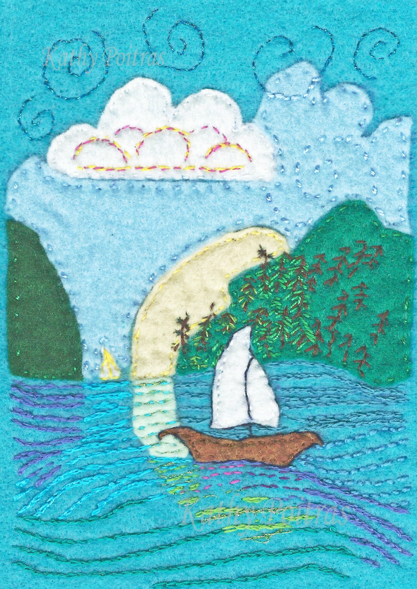 Over the Horizon. An original felt and hand embroidery with applique