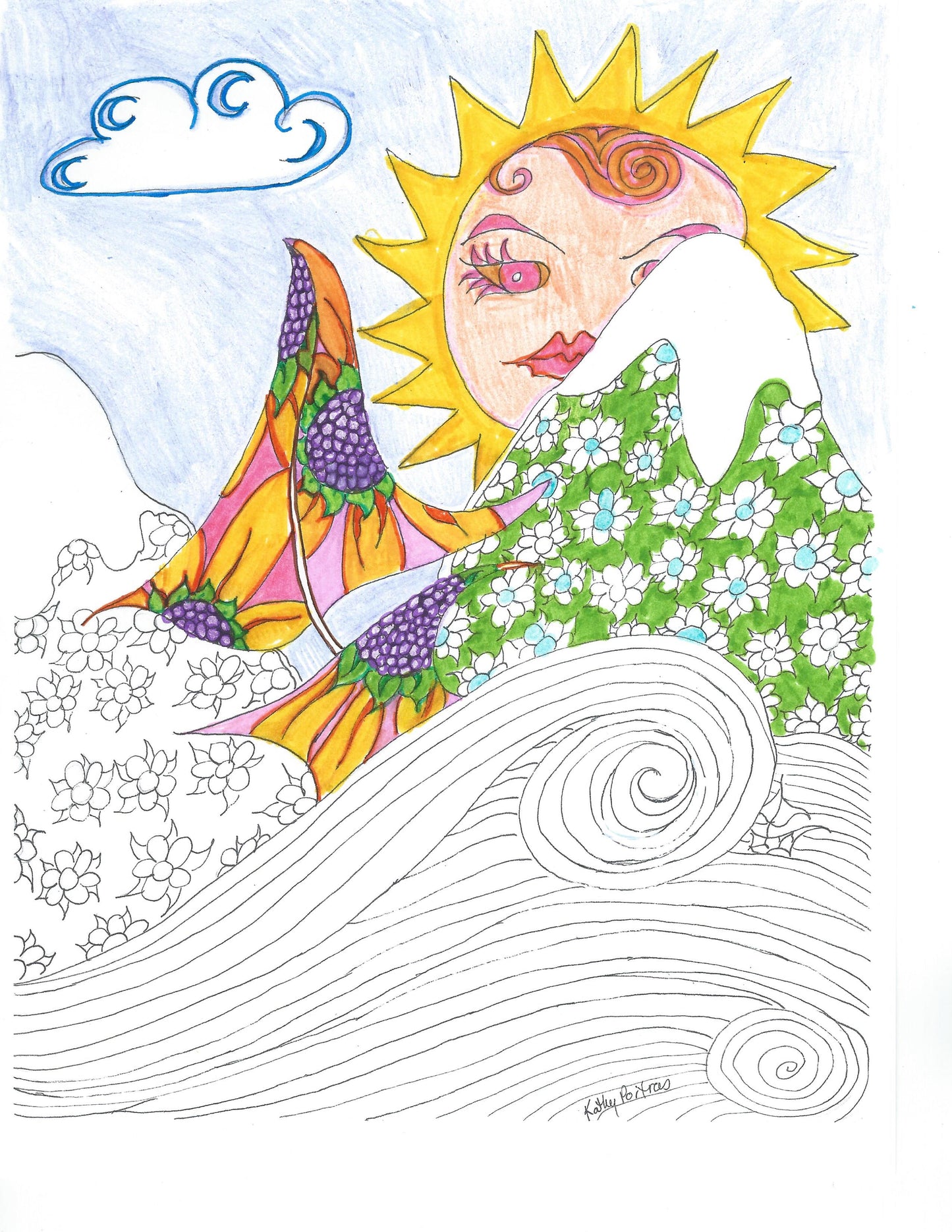 color your own Happy Boat Sunny Day!