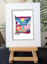 E, Eagle, Everlastings, Eggplant. Art Card, Greeting Card. Birthday Card